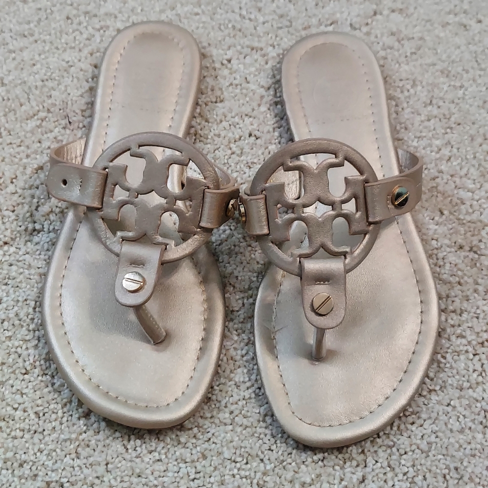 Tory Burch soft gold metallic Miller sandal